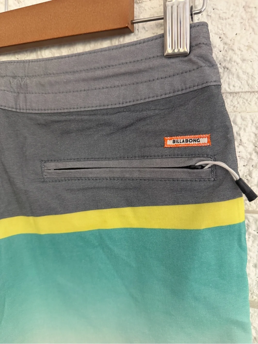 Billabong Boy’s Gray Mint Stripe Board Shorts - 8/10